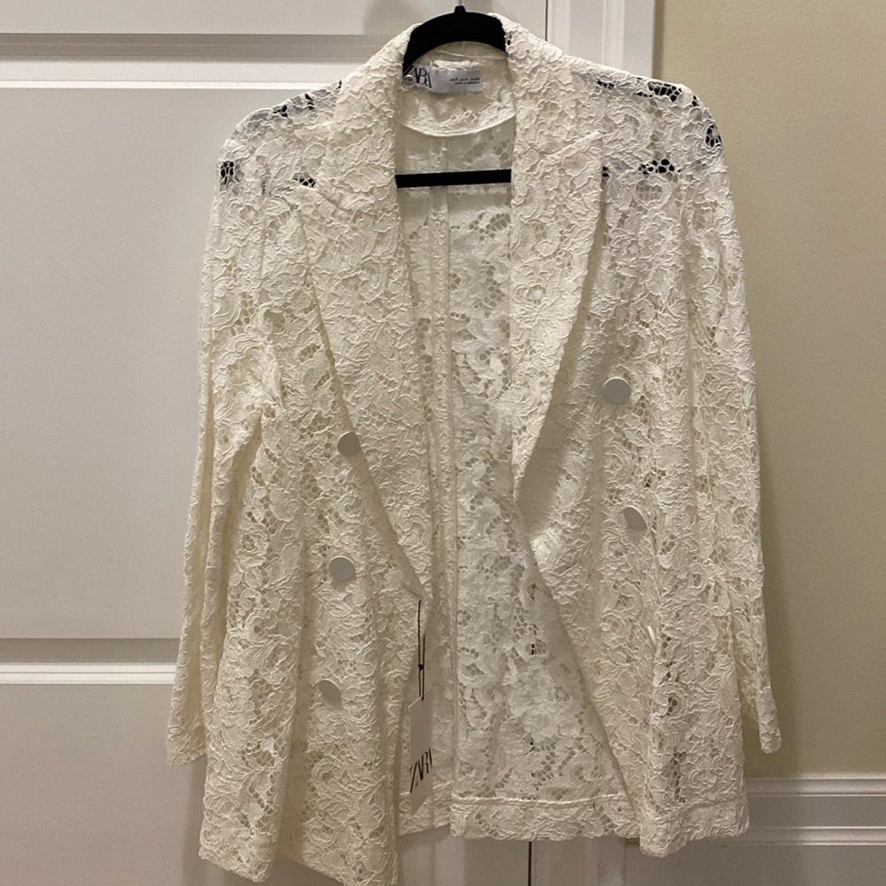Zara Cream lace blazer